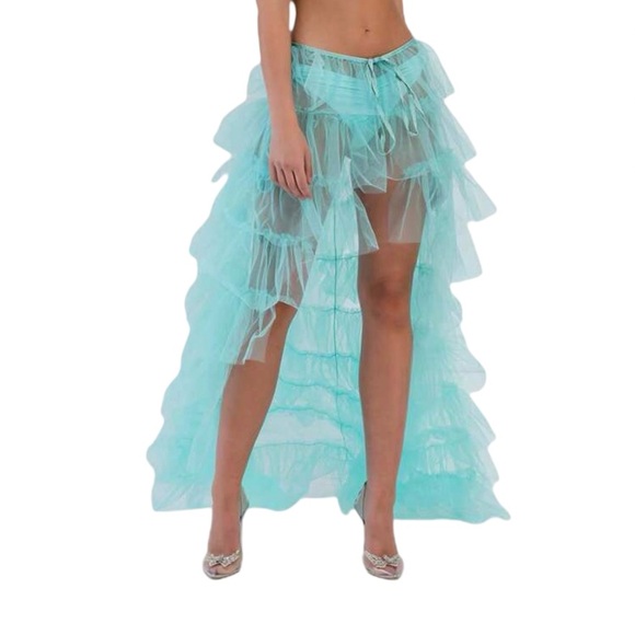 Ethereal Turquoise Ruffle Skirt – M/L - Picture 1 of 6